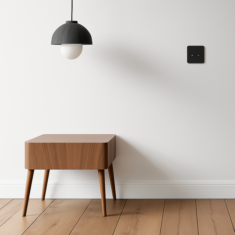 Interrupteur double 2 voies intermédiaire switch en acier noir mat bords arrondis