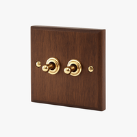 Interrupteur double 2 voies intermédiaire switch en bois et détails et vis dorées