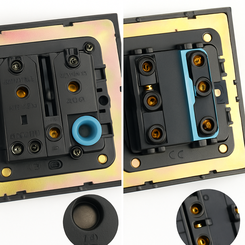 Interrupteur simple 1 voie en acier doré brossé
