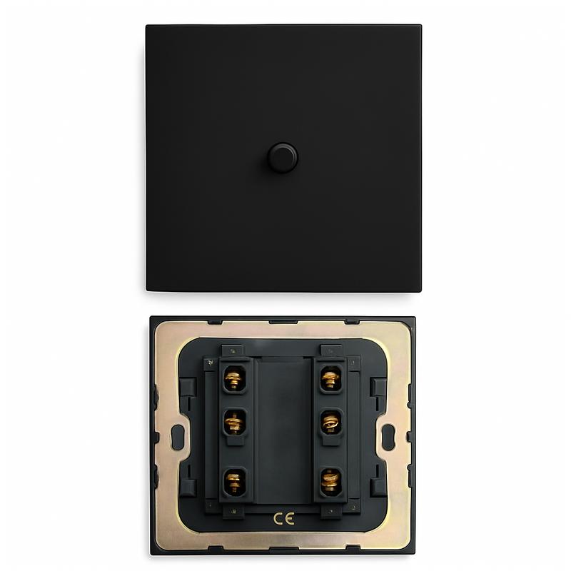 Interrupteur simple 1 voie en acier gris foncé brossé