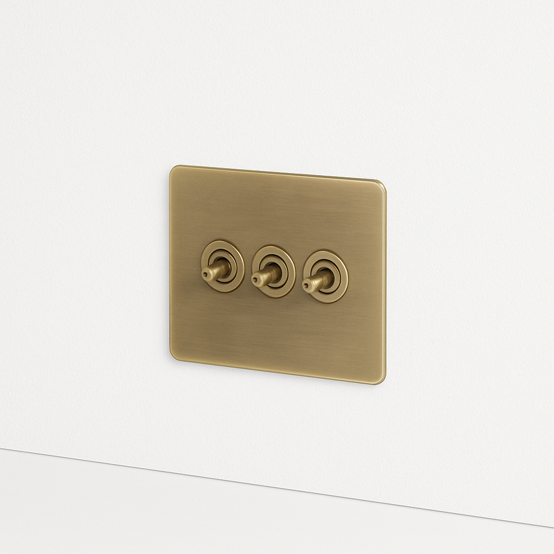 Interrupteur simple 1 voie en acier gris vieilli bords arrondis