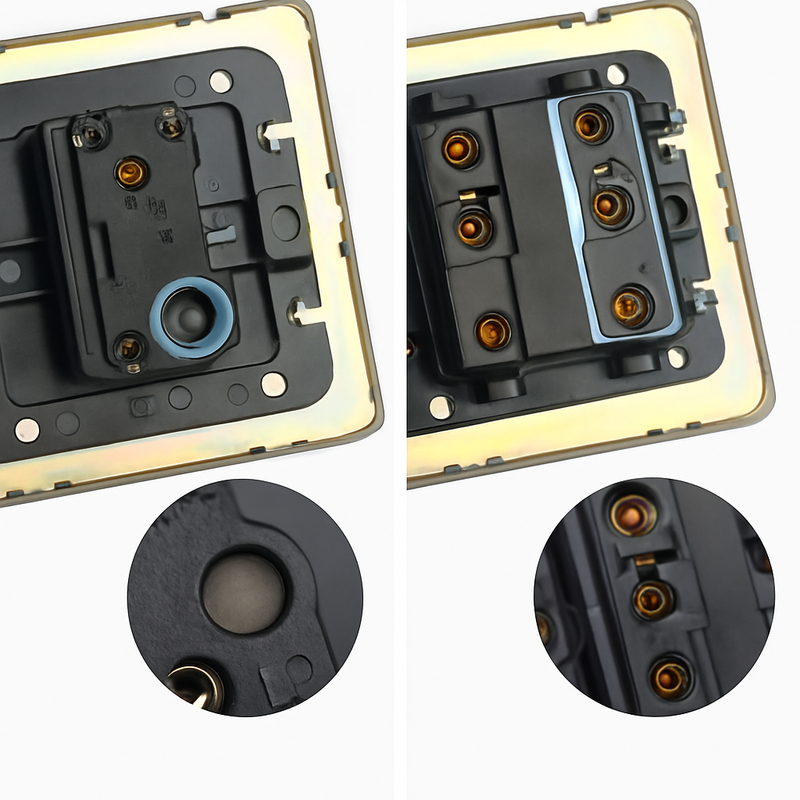 Interrupteur simple 1 voie en acier gris vieilli brossé bords arrondis