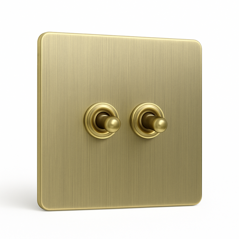 Interrupteur simple 1 voie en acier gris vieilli brossé bords arrondis