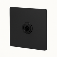 Interrupteur simple 1 voie en acier noir mat bords arrondis