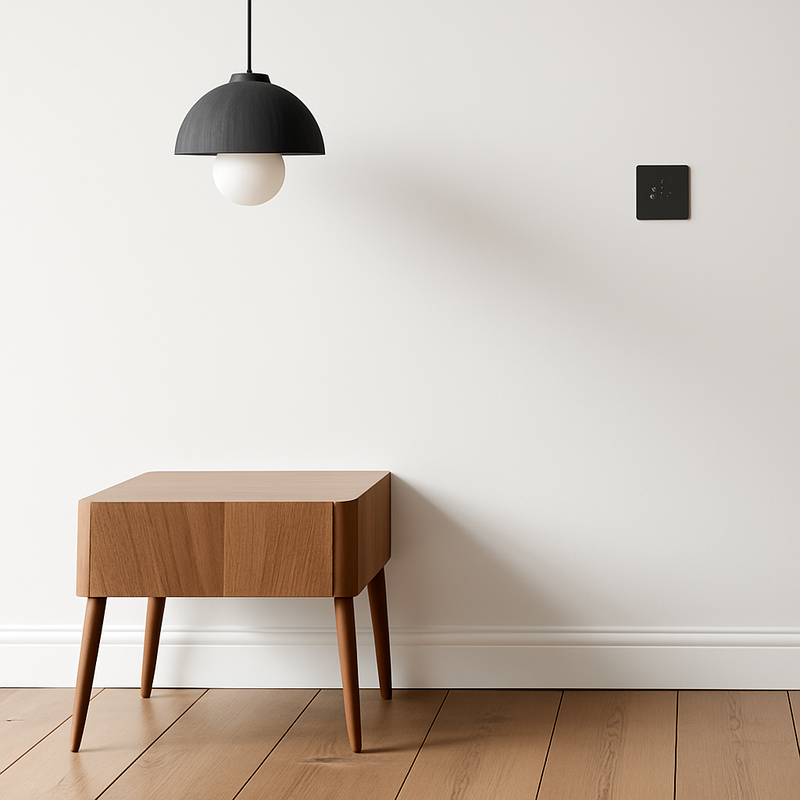 Interrupteur simple 1 voie en acier noir mat bords arrondis