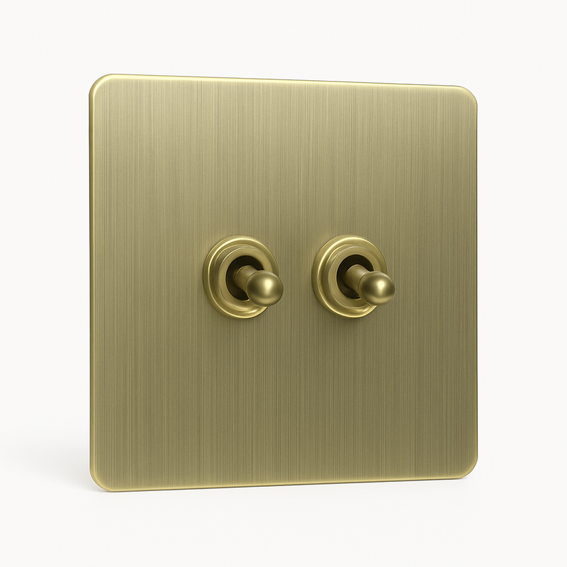 Interrupteur triple 3 voies en acier gris brossé bords arrondis