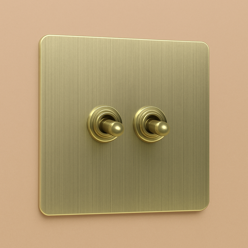 Interrupteur triple 3 voies en acier gris vieilli brossé bords arrondis