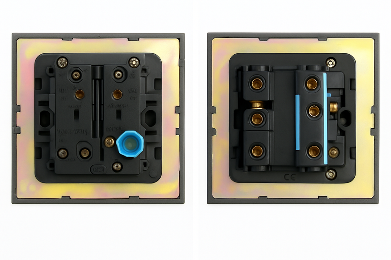 Interrupteur triple 3 voies en acier noir mat