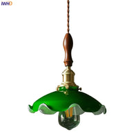 Suspension vintage en cuivre bois verre style américain edison