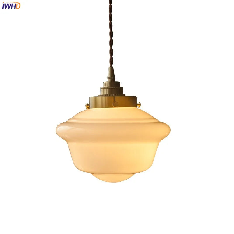 suspension led en verre avec prise en cuivre nordique moderne