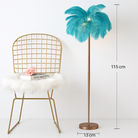 lampadaire décoratif nordique avec plumes d'autruche et éclairage led