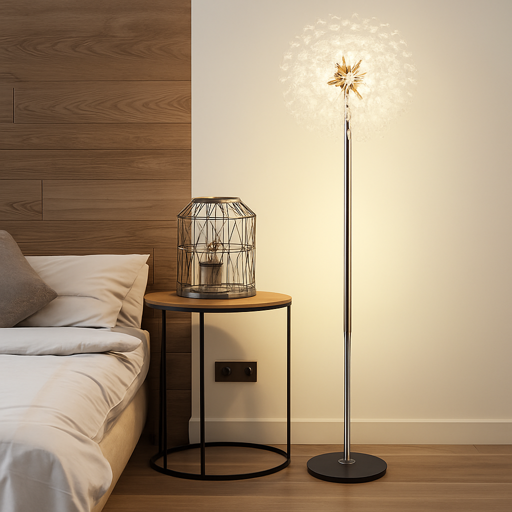 lampadaire de luxe scandinavia pissenlit chrome doré pour intérieur - vue 4 sur 9