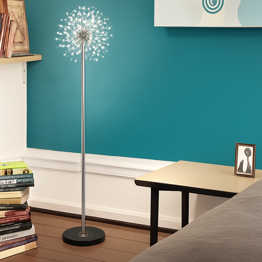 lampadaire de luxe scandinavia pissenlit chrome doré pour intérieur - vue 6 sur 9