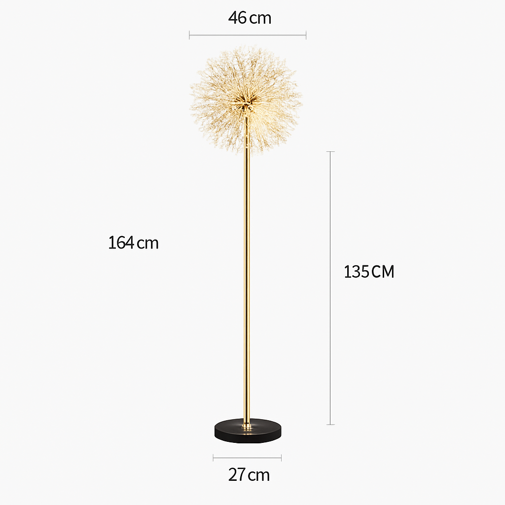 lampadaire de luxe scandinavia pissenlit chrome doré pour intérieur - vue 7 sur 9