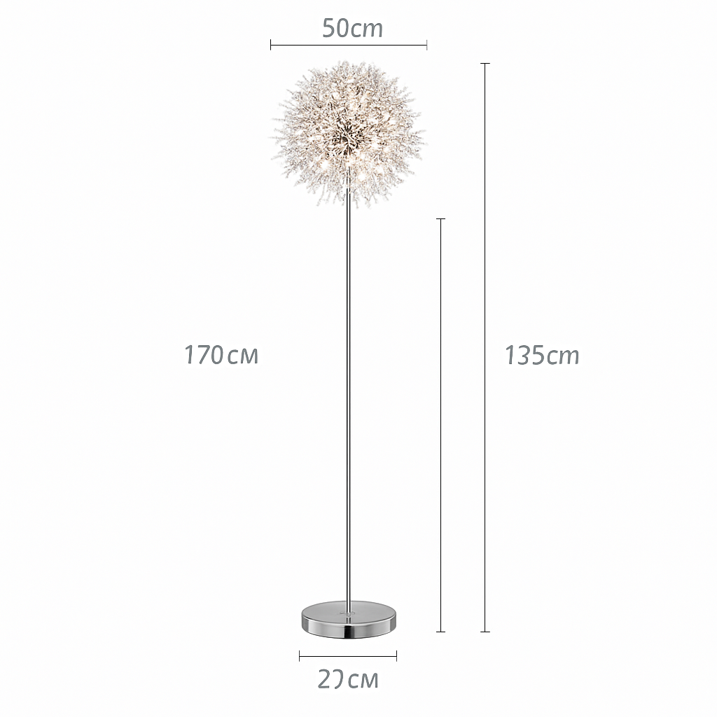 lampadaire de luxe scandinavia pissenlit chrome doré pour intérieur - vue 8 sur 9