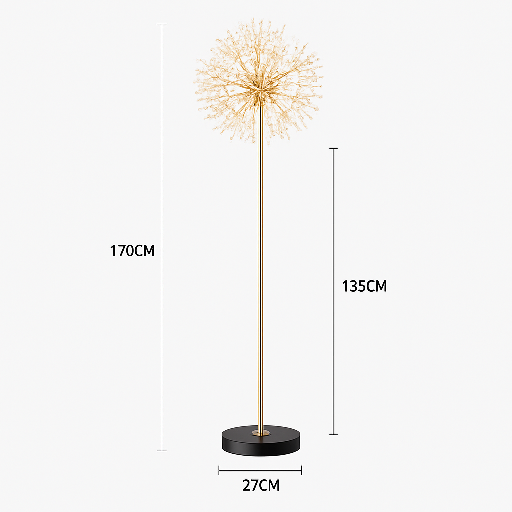 lampadaire de luxe scandinavia pissenlit chrome doré pour intérieur - vue 9 sur 9