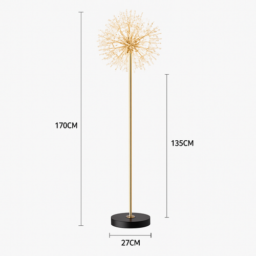 lampadaire de luxe scandinavia pissenlit chrome doré pour intérieur