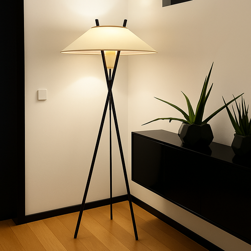 Minimalist fabric floor lamp for contemporary interiors - vue 2 sur 8