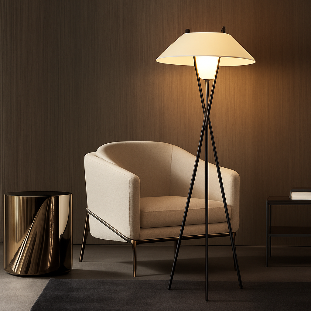 Minimalist fabric floor lamp for contemporary interiors - vue 3 sur 8