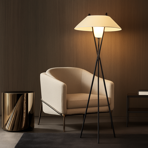 Minimalist fabric floor lamp for contemporary interiors - vue 3 sur 8