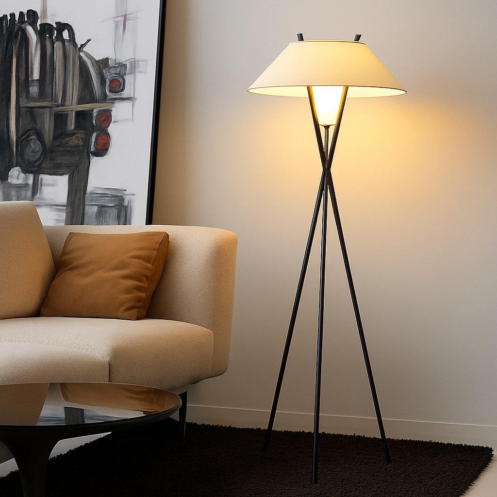 Minimalist fabric floor lamp for contemporary interiors - vue 4 sur 8