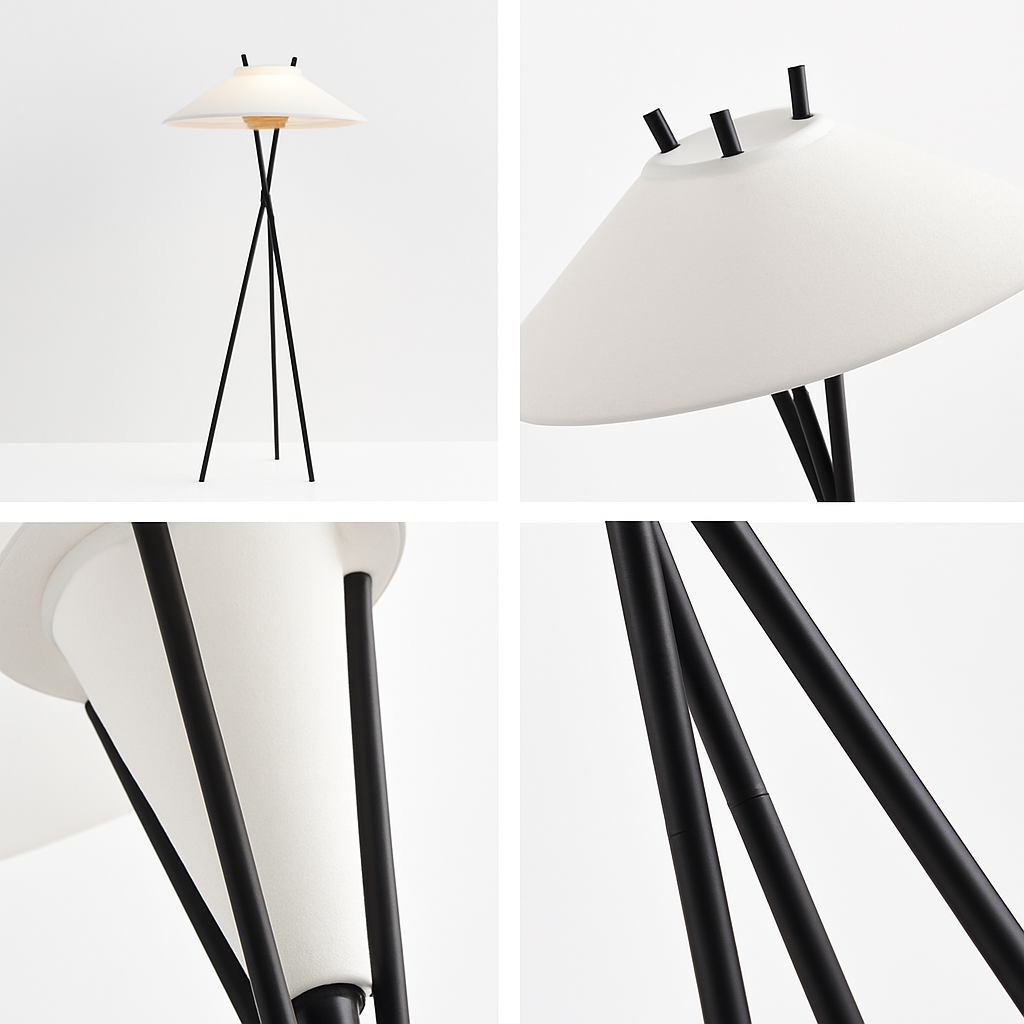 Minimalist fabric floor lamp for contemporary interiors - vue 5 sur 8