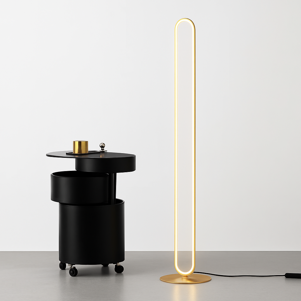 lampadaire led minimaliste en cuivre pour décoration intérieure nordique