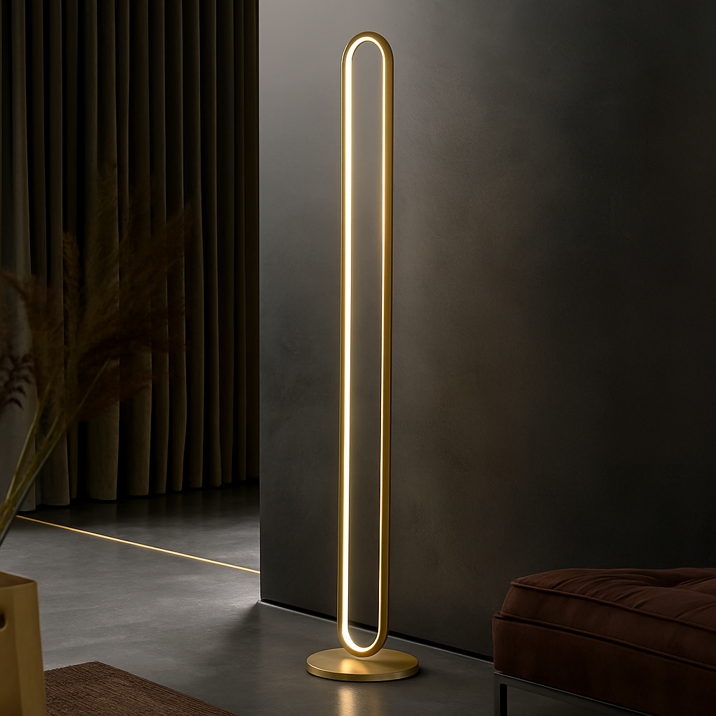 Minimalist copper LED floor lamp for Nordic interior decor - vue 4 sur 7
