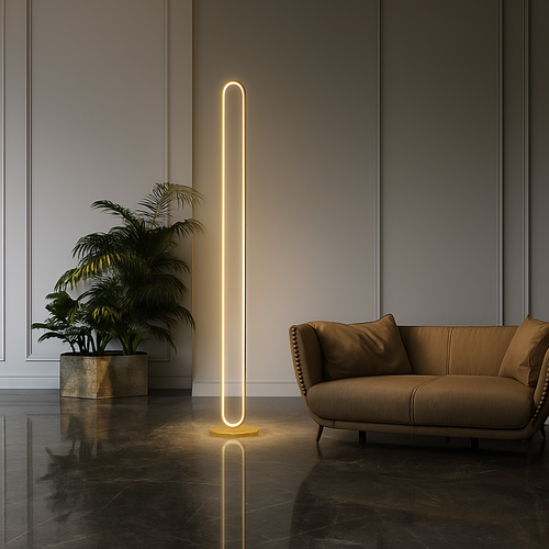 Minimalist copper LED floor lamp for Nordic interior decor - vue 6 sur 7