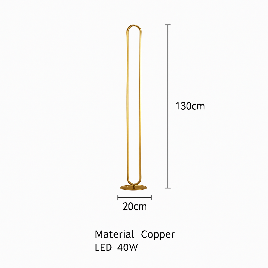 Minimalist copper LED floor lamp for Nordic interior decor