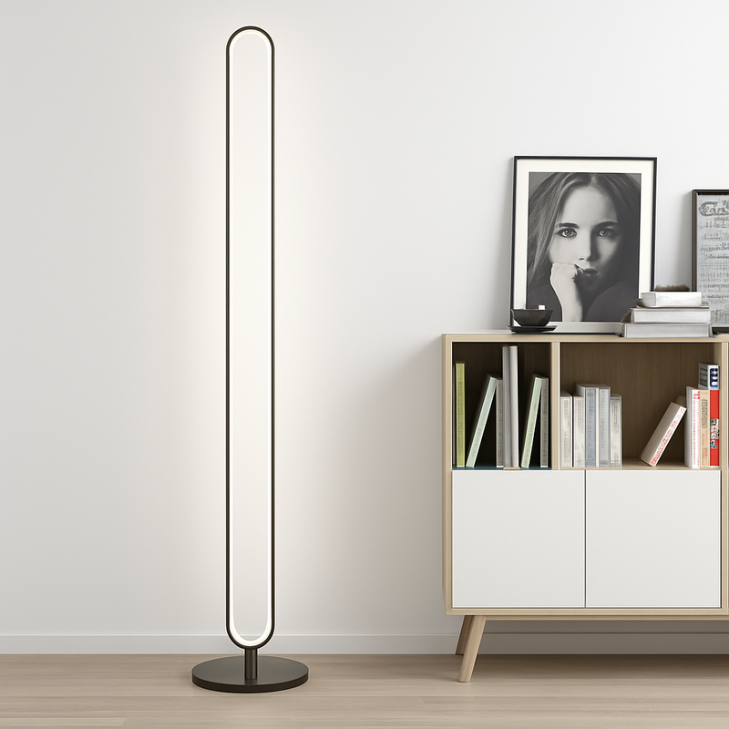 lampadaire led vertical moderne avec abat-jour acrylique circulaire