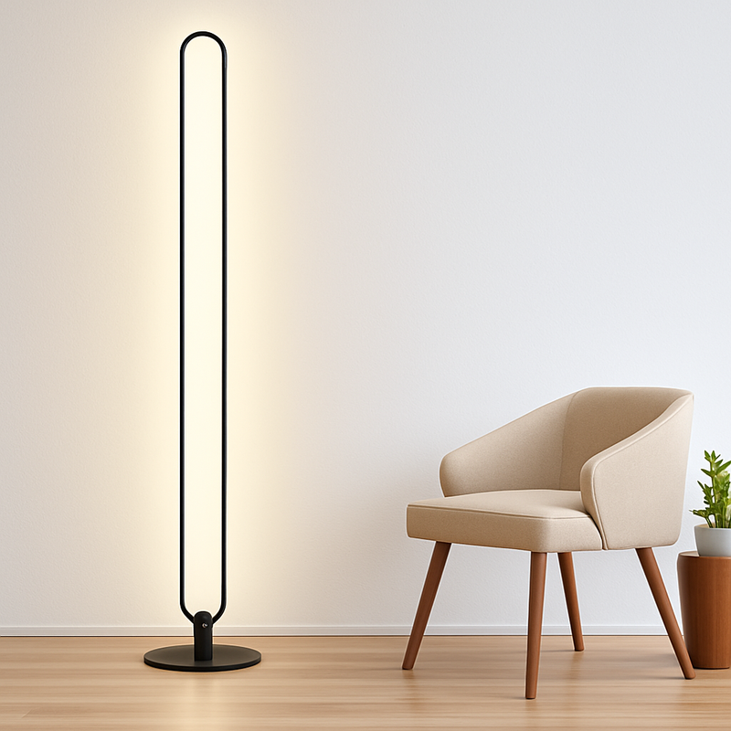 lampadaire led vertical moderne avec abat-jour acrylique circulaire