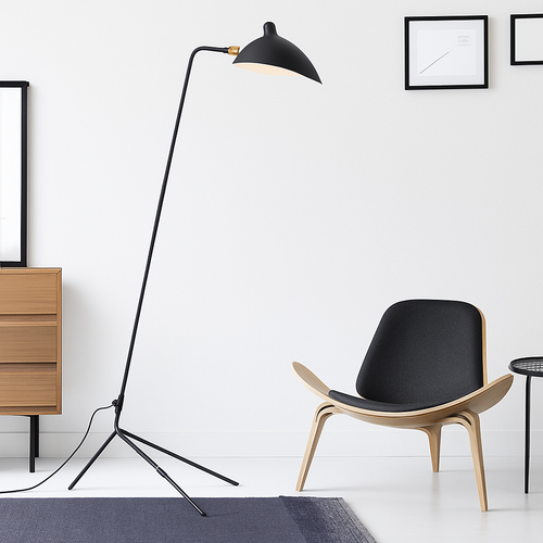 lampadaire minimaliste en métal avec abat-jour rotatif - vue 2 sur 7