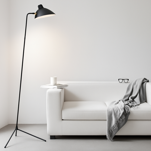 lampadaire minimaliste en métal avec abat-jour rotatif - vue 4 sur 7