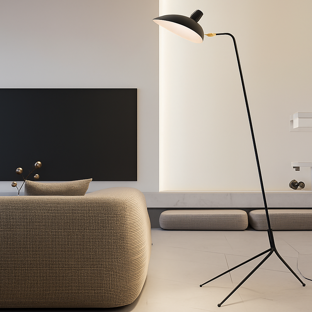lampadaire minimaliste en métal avec abat-jour rotatif - vue 5 sur 7