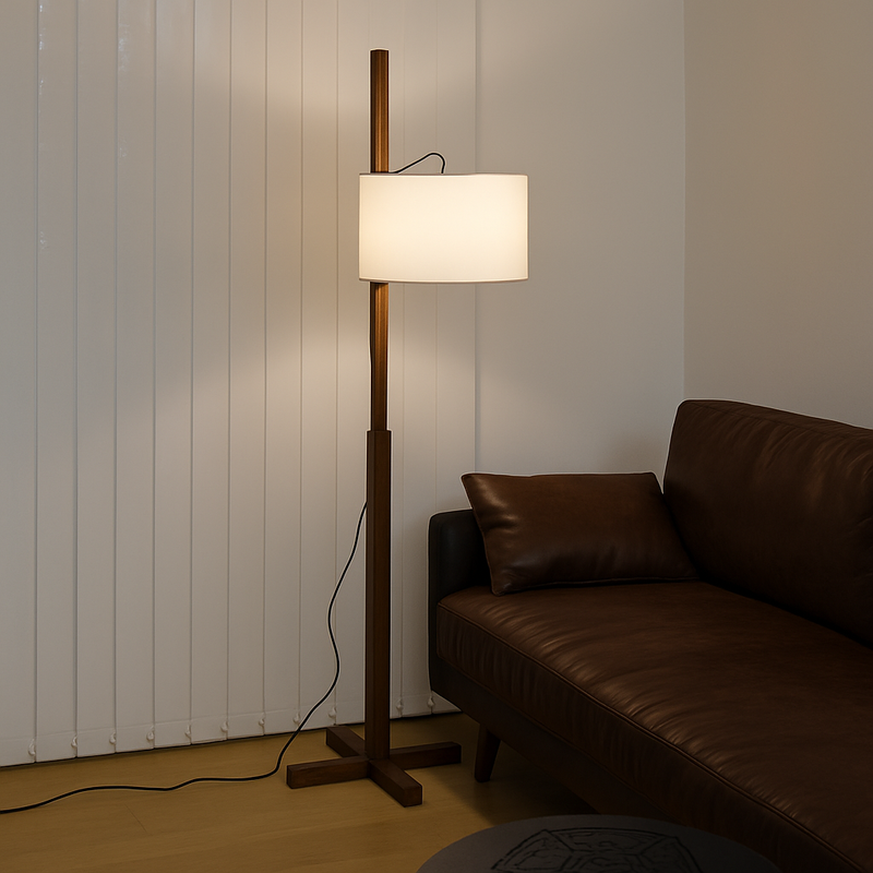 Lampadaire Nordique Wabi Sabi En Bois Massif Tissu Abat-Jour Led Salon Chambre Décor À La Maison Canapé Coin Lampe Sur Pied