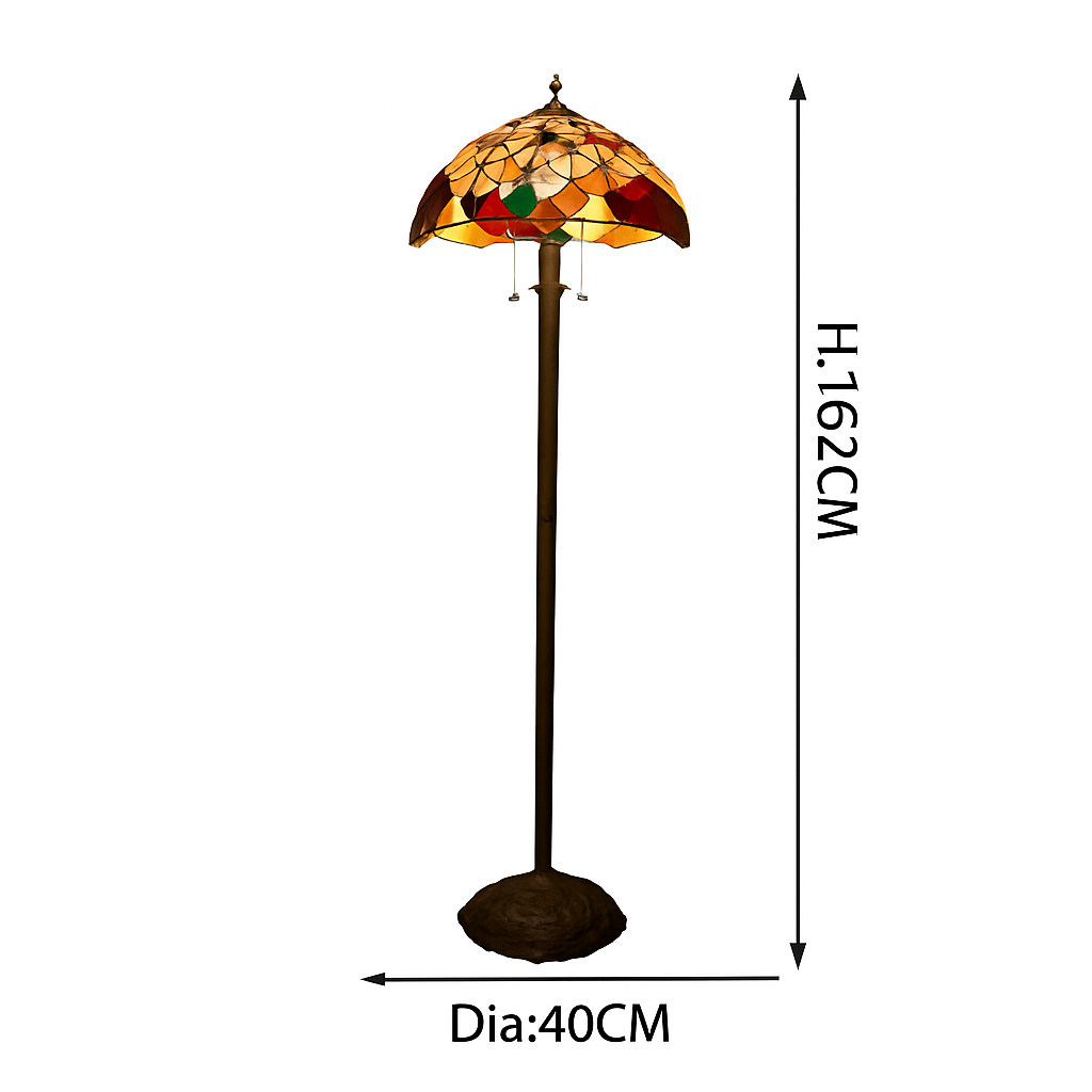 Lampadaire tiffany avec abat-jour en verre vitrail orange - vue 5 sur 5
