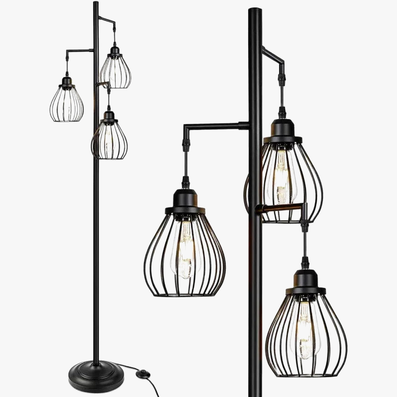 lampadaire vintage à 3 têtes style industriel décoration romantique