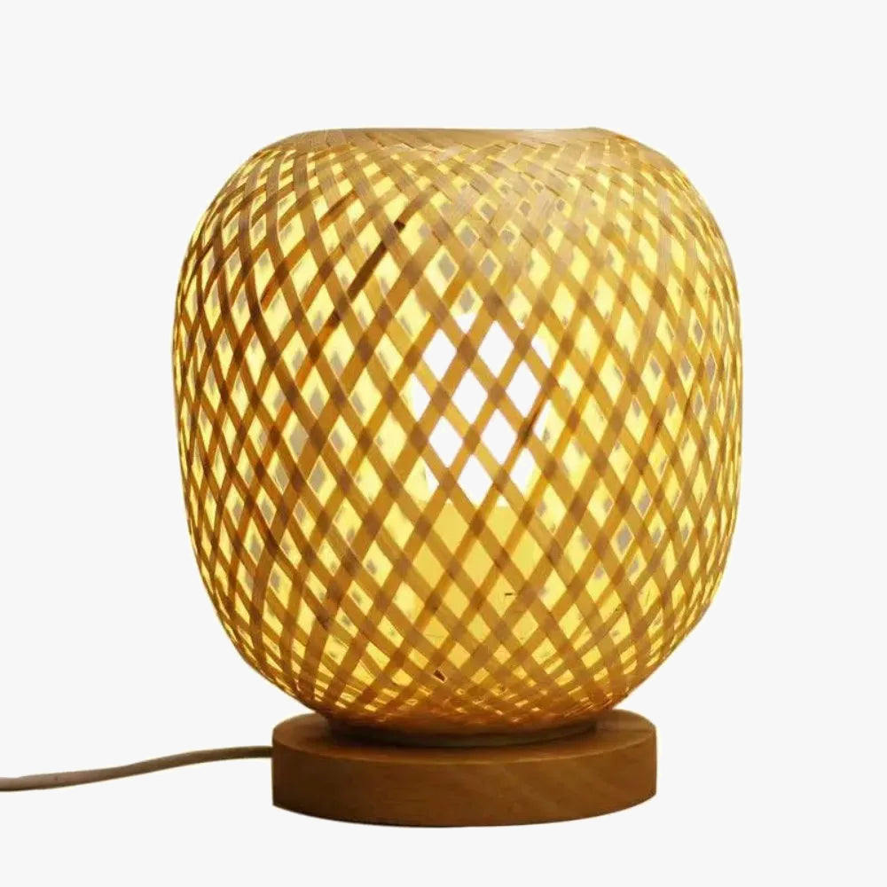 lampe bureau rotin bambou vintage bois décorative