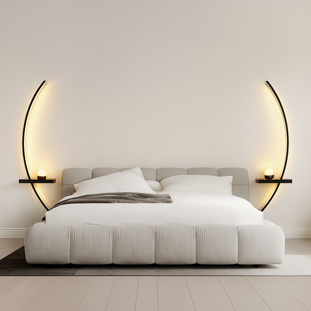 Modern minimalist LED wall lamp in black or gold – decorative wall light for bedroom, bedside, study, home interior lighting - vue 4 sur 12