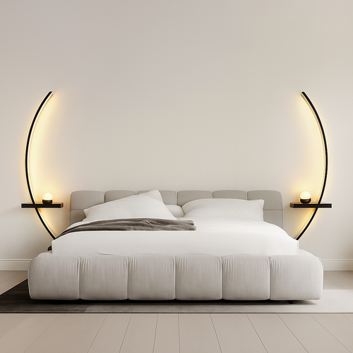 Modern minimalist LED wall lamp in black or gold – decorative wall light for bedroom, bedside, study, home interior lighting - vue 5 sur 12
