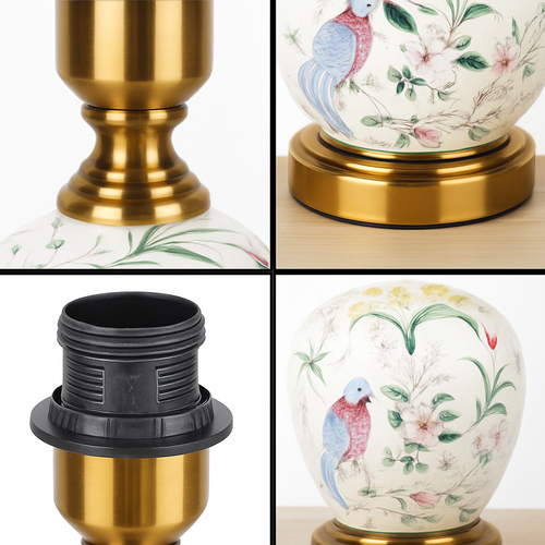 lampe de bureau céramique moderne motifs fleurs oiseaux décoration intérieure