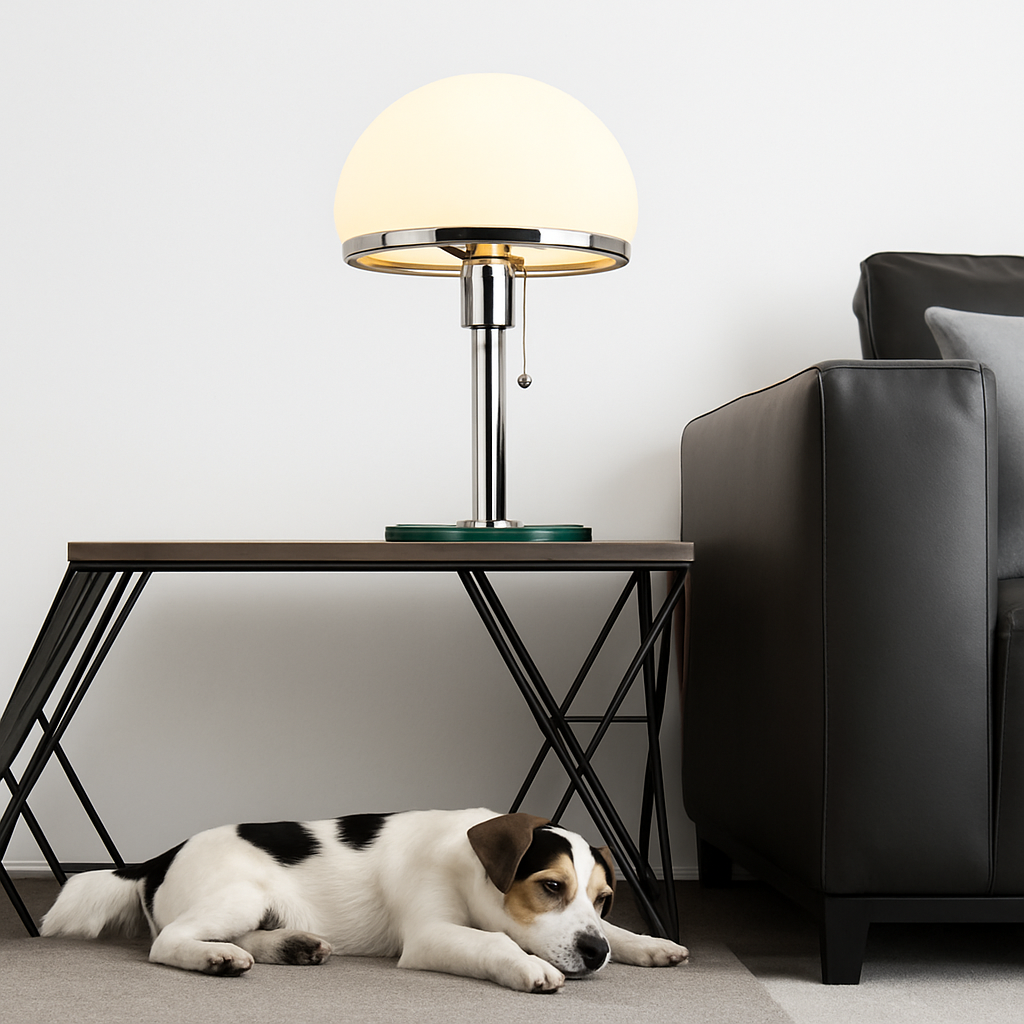 lampe de bureau design led en acier inoxydable wilhelm wagenfeld bauhaus - vue 5 sur 7