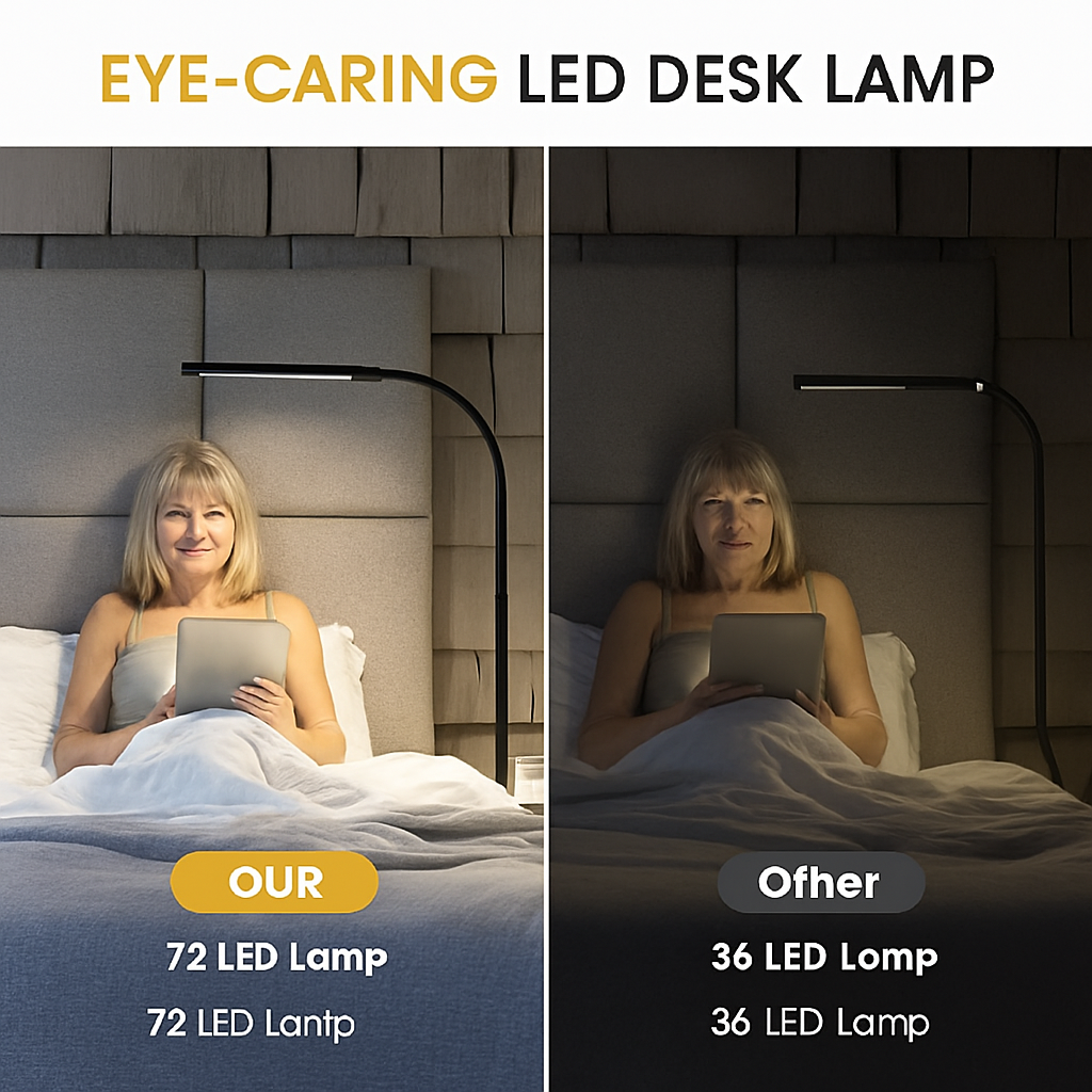 lampe de bureau led à pince 360° 3 modes 10 luminosités simple/double - vue 4 sur 9