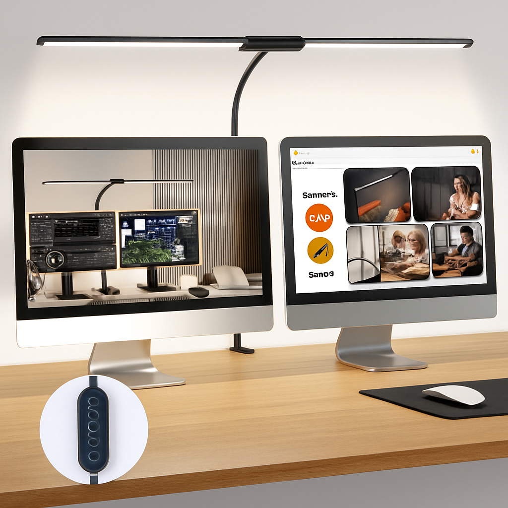 lampe de bureau led à pince 360° 3 modes 10 luminosités simple/double - vue 5 sur 9