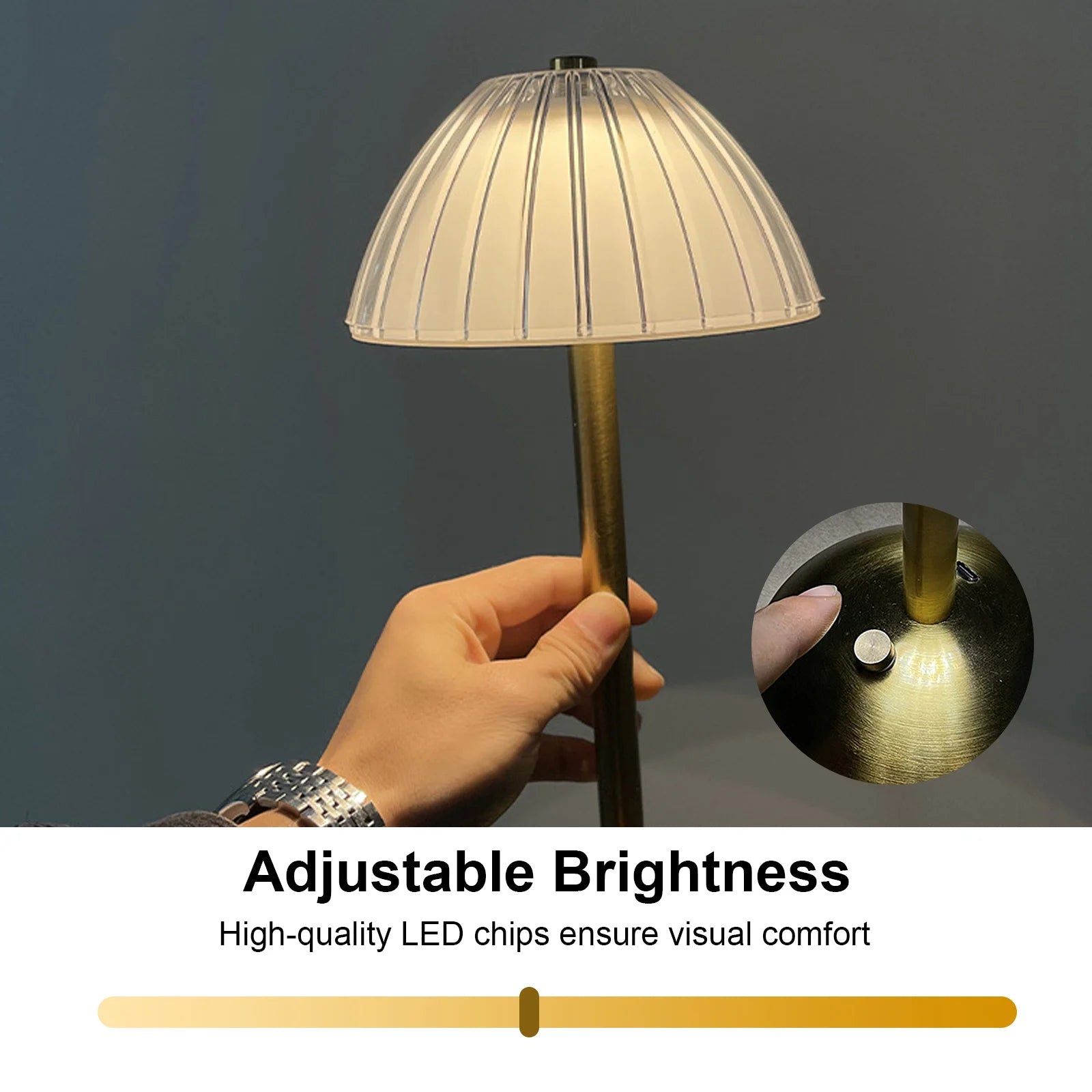 Lampe de bureau rechargeable USB dimmable 3 couleurs LED