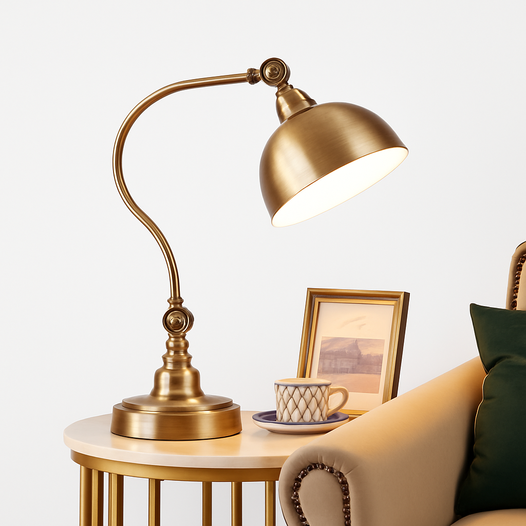 Lampe de chevet ou bureau à LED rustique doré Punk - vue 5 sur 7