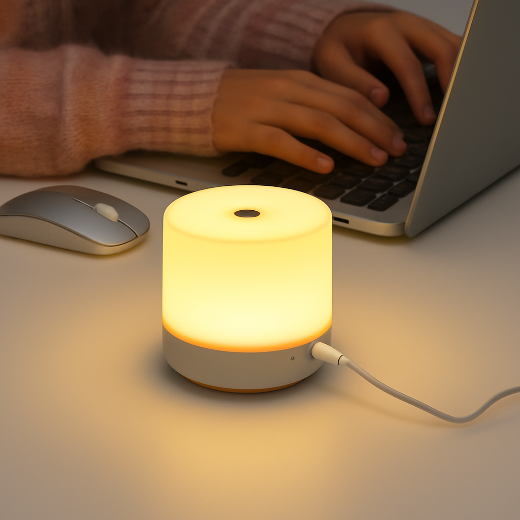 lampe de chevet tactile usb à intensité variable pour lecture et veilleuse - vue 5 sur 7