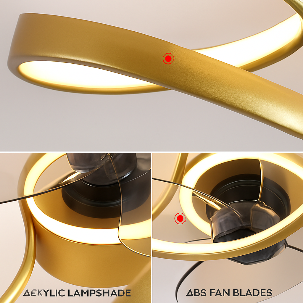 lampe à led moderne avec ventilateur de plafond et télécommande - vue 6 sur 9