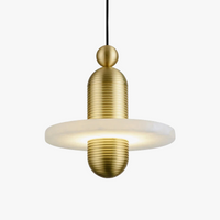 Suspension design led en marbre et aluminium avec cordon réglable